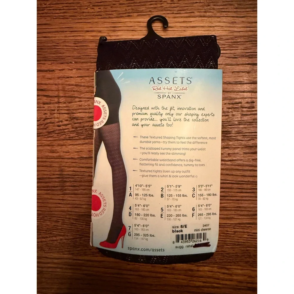 SPANX ASSETS‎ Red Hot Label Textured Mini Chevron Tights Black Size 5/E